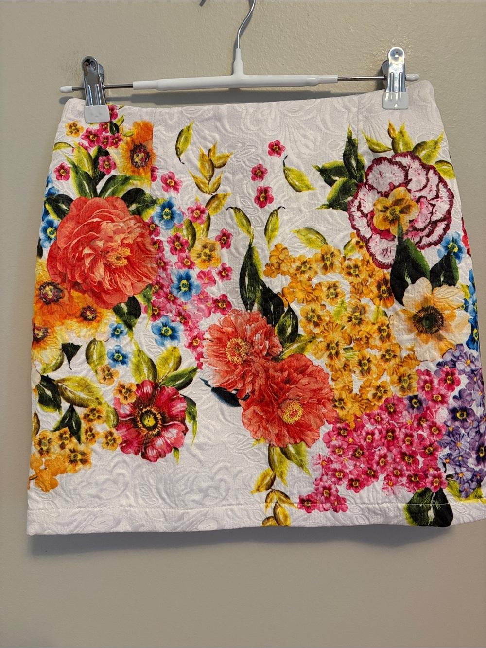 ASOS White Floral Jacquard Multicolor Mini Skirt